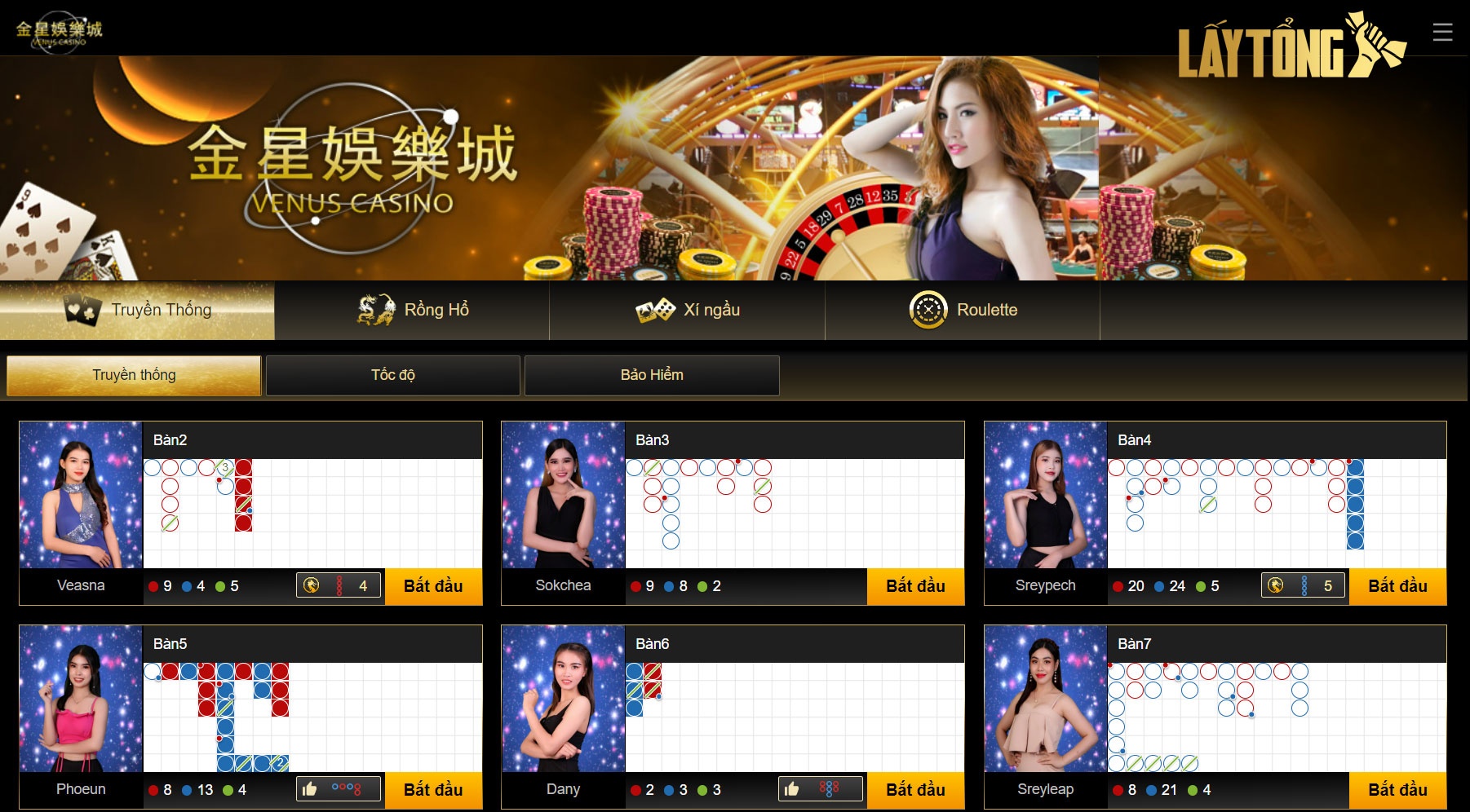 Những trò chơi casino Venus SV388